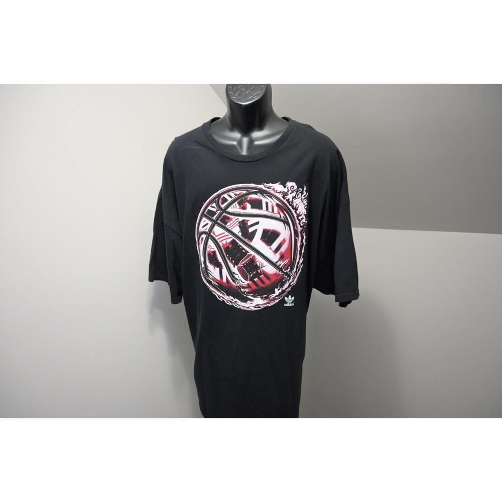 Adidas Tee Shirt Black Basketball Black Short Sleeve‎ Mens Size 3XL